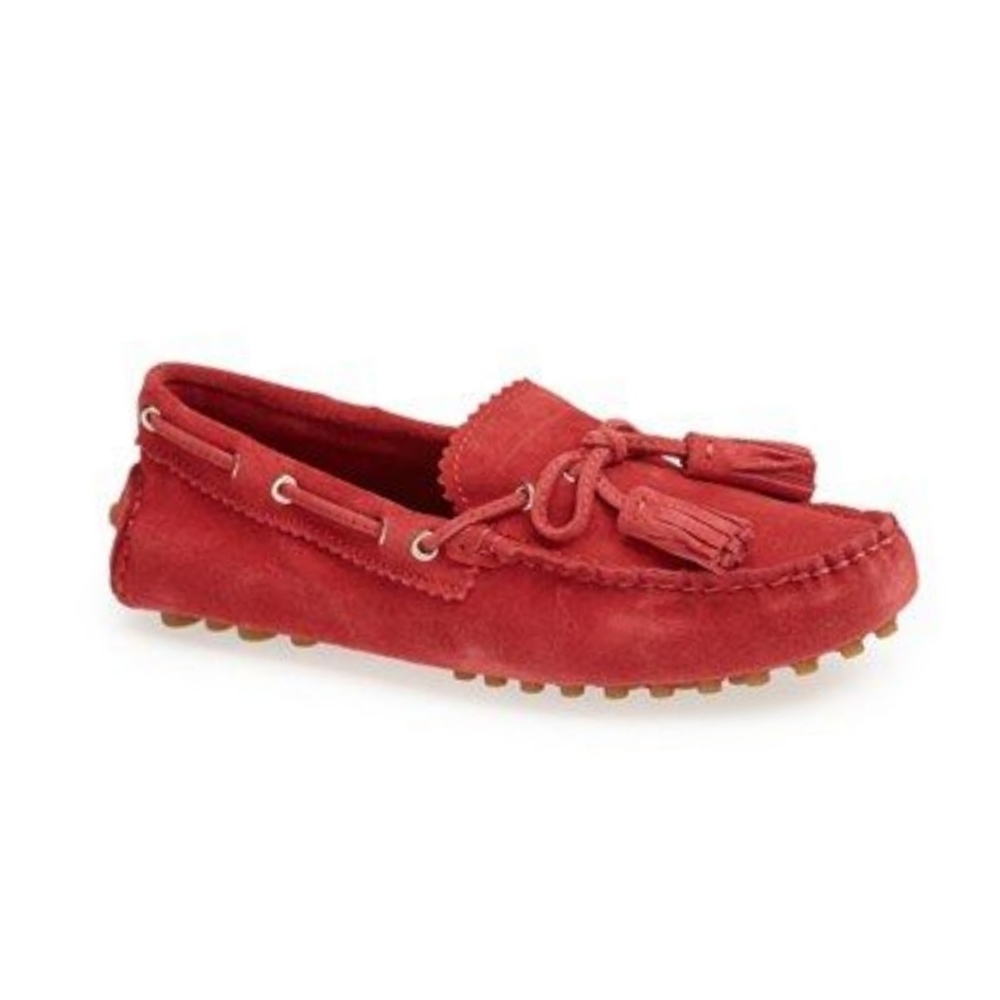 Coach Nadia Suede Red Driving Loafer Flats Women's Size 7.5
